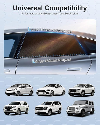 Car Window Shades(4 Pack)-Side Window Sun Shades, UV Protection Breathable Spandex Baby Window Covers, Universal Fit Most of Cars, Protect Privacy for Family-(27.2"x39.8"), Black - Image 7
