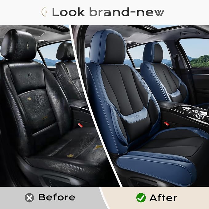 Coverado Car Seat Covers, Seat Covers for Cars, Waterproof Leather Auto Seat Protectors, Leather Car Seat Cushion, Car Interiors Accessories Universal Fit for Most Cars - Image 6