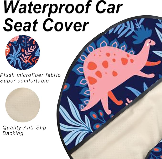 Sweat Towel Car Seat Cover Protector Front Seats for Gym Workout, Running, Swimming, Beach and Hiking, Waterproof Universal Seat Cover for Car, Trucks, Van & SUV (2, Dinosaur, Front) - Image 4