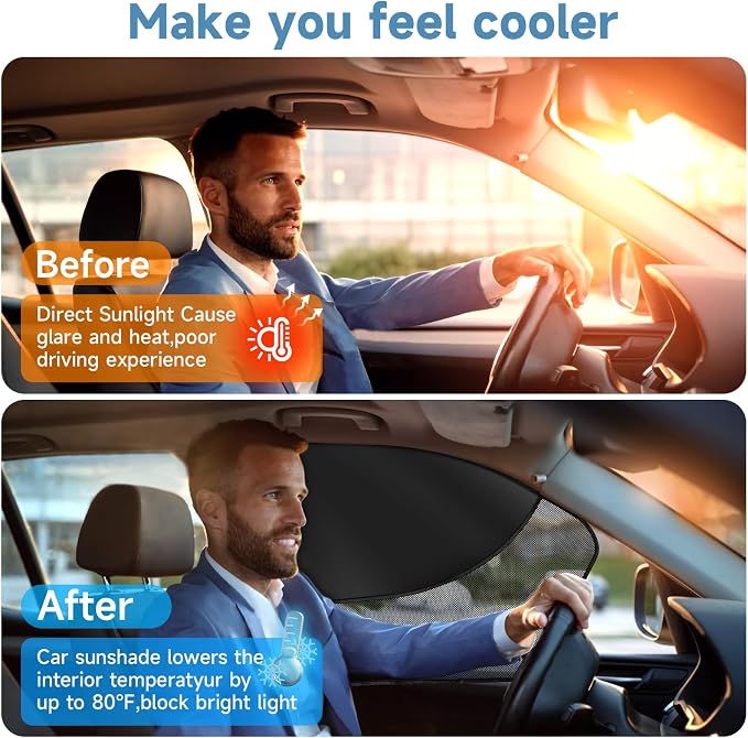 2 PCS Car Window Shades, Magnetic Double Layer Car Side Window Sun Shades with Full Shade/Half Shade, Front Window Covers for Driver,Car Accessories - Image 4