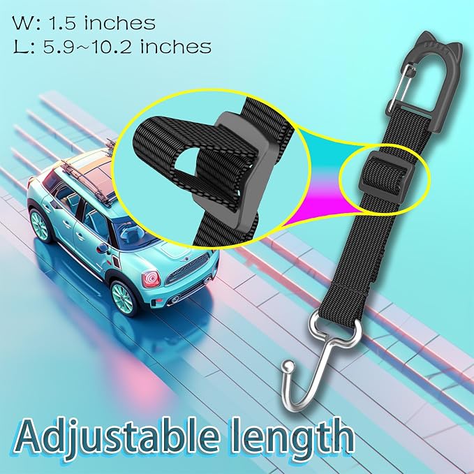 Car Seat Headrest Hooks, 4-Pack | Heavy Duty Metal, For Purses, Handbags & Grocery Bags, Universal Car Storage Organizer, Fits Most Vehicles - Image 7