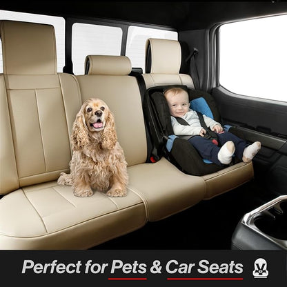 Coverland Premium Custom Fit Truck Car Seat Covers Full Set Seat Waterproof | Airbag Compatible Non-Slip Seat Cover for 2020-2026 Jeep Gladiator Crew Cab [Beige - Size Chart X70] - Image 8