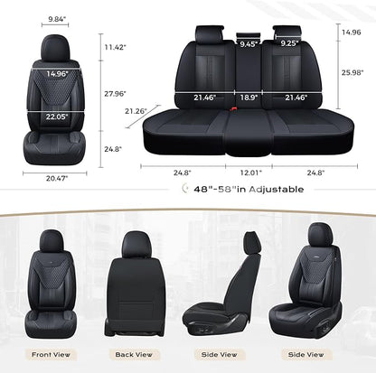 Coverado Car Seat Covers Full Set, Front Seat Covers with Lumbar Support and Back Seat Cover Waterproof Leather Automotive Seat Cover, Universal Car Interior Protectors Cushion for Most Cars - Image 7