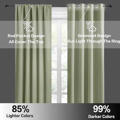 RYB HOME Blackout Curtains for Bedroom Living Dining Room 84 inches Long | Privacy Protection,Thermal Insulated,Sunlignt Heat Blocking,Drapes for Nursery Rental Room,W42 x L84,Sage Green,2 Panels - Image 6