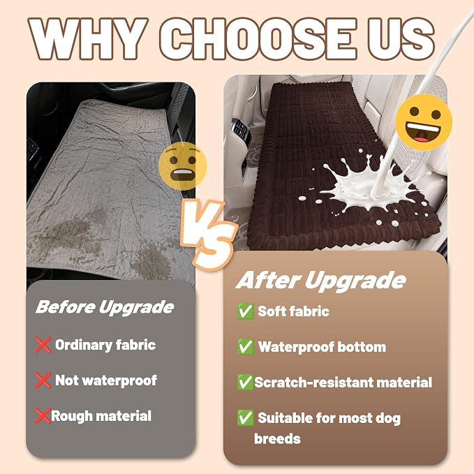 Dog Car Seat Waterproof Bed Cover Back Seat Dark Brown 23.6”x51” | Nonslip Soft Comfortabl Pet Bed Mat Car Blanket for Travel Backseat Extender Seat Covers Dog Bed for Cars Trucks and SUVs - Image 2