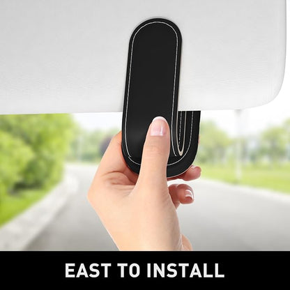 Sunglasses Holder for Car Visor, Magnetic Leather Car Sunglass Holder, Car Sun Visor Glasses Hanger Clip, Car Interior Accessories for Women Men, Fits All Size Eyeglasses - Image 4