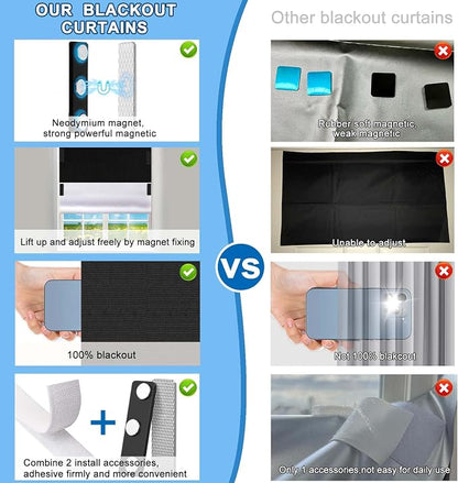 100% Blackout Blind Magnetic Window Cover,Cuttable Black Out Curtain 118x57 | No Drill,Portable Removable Window Shades,DIY Black Out Curtains For Bedroom,RV,Nursery,Media Room,Heat-Resistant Nano Tape - Image 2