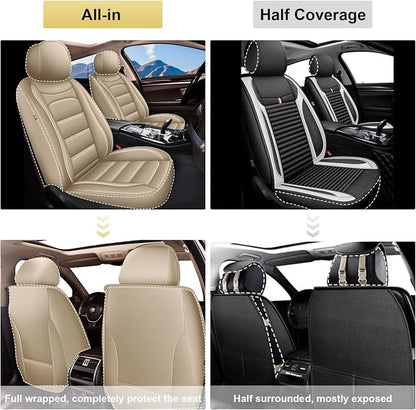 IKABEVEM Car Seat Covers for Hyundai Accent 2017-2025 2026, 2-Pack Front | Luxury Fuax Leather, Waterproof, Airbag Compatible, Easy to Install, Scratch‑Resistant Seat Protection, Beige - Image 4