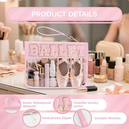 Siwara Snack Bags Clear Pouch Travel Makeup Bag Chenille Letter Bags for Zipper Pouch Clear Cosmetic Bag Clearly Tote Bag Makeup Travel Bags for Women - Image 3