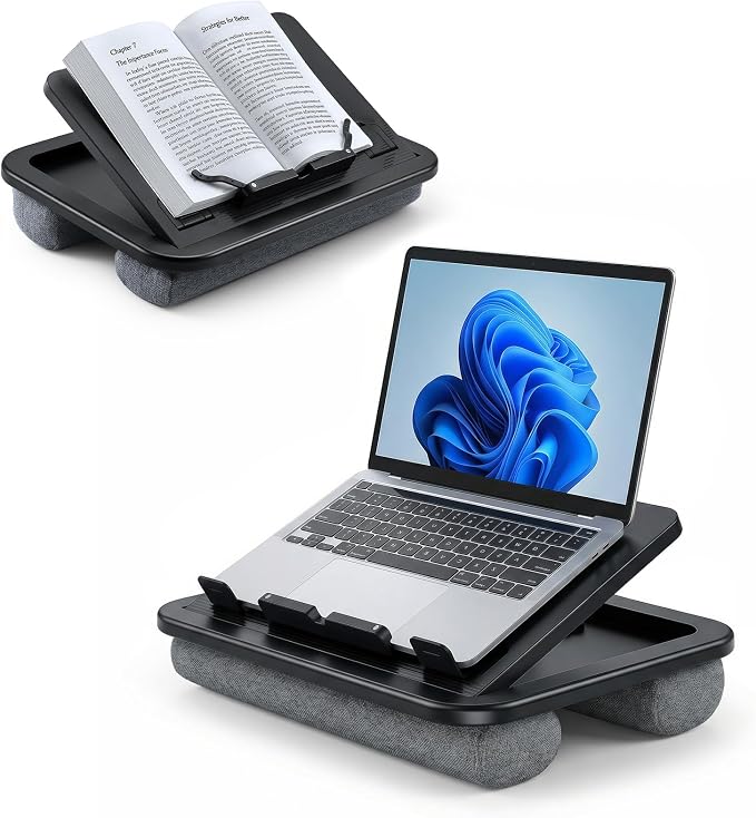 Adjustable Lap Desk with Cushion - 8 Angles Ergonomic Adjustment | Laptop Lap Desk For Bed Couch Car Home Office - Ideal For Reading Drawing Working- Fits up to 14 Inch Laptop Tablet (MINI) by Yotnufy