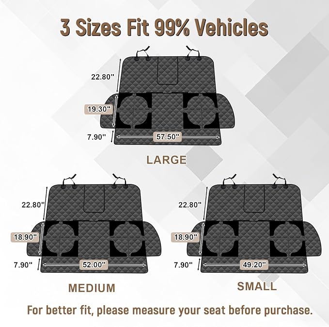 Dog Car Seat Cover for Back Seat, Heavy Duty Nonslip Car Seat Protector for Child Car Seat, Waterproof Bench Seat Cover for Dogs and Kids, Compatible with Armrest, Fits Sedan (Black) - Image 7