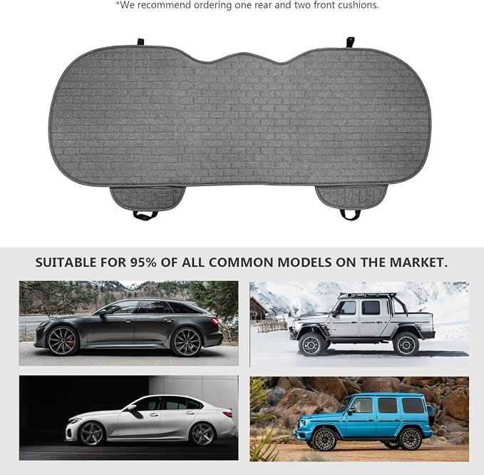 Car Seat Cover for Rear Seats, Comfortable Linen Seats Cushion Pad Mat with Storage Pockets, Anti-Slip Breathable Bottom Long Rear Seat Cover Protector for SUV Truck Van (Gray) - Image 6