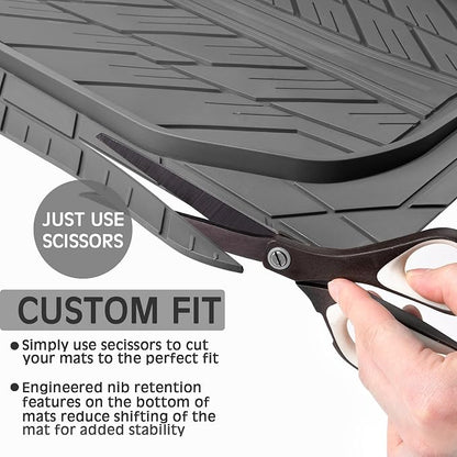 CAR PASS Floor Mats for Cars M-L Size, Heavy Duty Rubber Floor Mats with Trunk Cargo Liner, Universal Trim-to Fit Automotive Floor mats for Truck Van SUV Waterproof All Weather Car Mats All Gray - Image 8