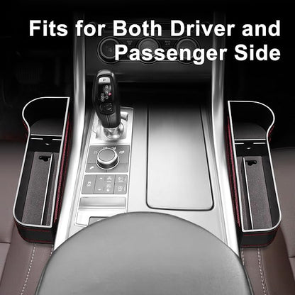 Car Seat Gap Filler Organizer, 2 Pack Car Console Organizer with Cup Holder | Premium Leather, Anti-Drop, Car Organizer Front Seat with 2 Seat Hooks, Auto Console Side Storage Box For Drink, Phones, Keys - Image 6