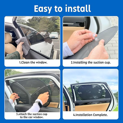 2026 New Upgrade Car Window Shades for Side Window(4 Pack),Car Window Shade for Baby with 8 Suction Cups,Sun Shade Side Window Can Blocks 99.98% UVR,Sun Shade for Window - Image 6