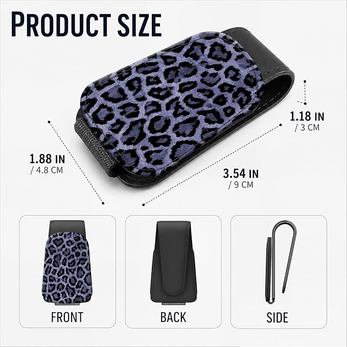 Leather Magnetic Sunglass Holder for Car Sun Visor, Cute Eyeglass Ticket Card Hanger Clip, Universal Auto Interior Accessories for SUV Pickup Truck, Cool Leopard - Image 3