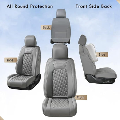 Coverado Leather Seat Covers Full Set Fit for Ford F150 F250 F350 F450, Waterproof Ford F150 Truck Seat Covers Fit for 2015-2026 F150 and 2017-2026 F250 F350 F450 (Gray) - Image 8