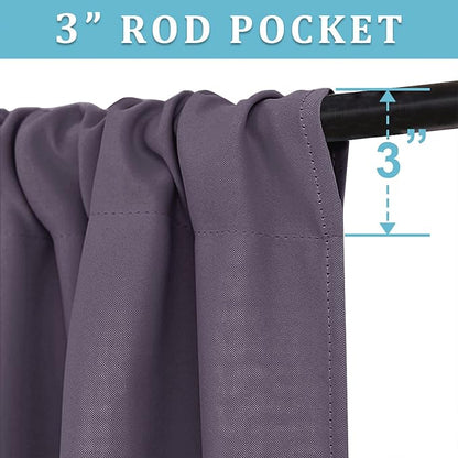RYB HOME Blackout Curtains for Bedroom Living Room Nursery 63 inches Long | Thermal Insulated, Privacy Protection, Rod Pocket, Drapes for Office Home Theater, W42 x L63, Greyish Purple, 2 Panels - Image 2