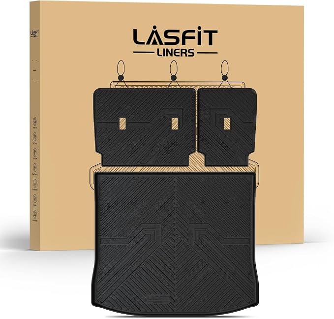 LASFIT Floor Mats&Cargo Backrest Mat for Ford Edge 2015-2024 | Floor Liners Costom Fit All Weather Protection TPE Easy Clean, Keep Your Car Trunk Clean and Tidy,1pcs. by LASFIT