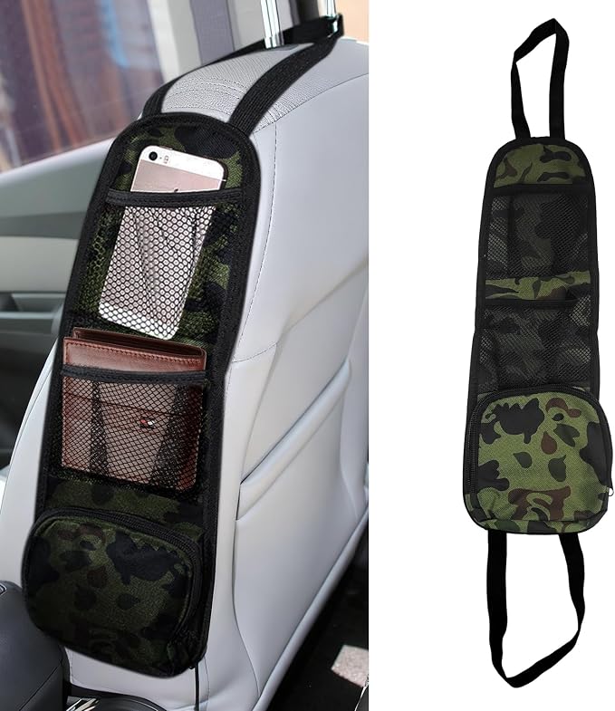 Car Seat Side Organizer, Seat Side Storage Pocket, Multifunctional Mesh Net Pocket, Car Multi-Pockets Backseat Organizer Side Hanging Bag for Storage Coins, Cell Phones, Glasses (Green, 1PCS) by Unknown
