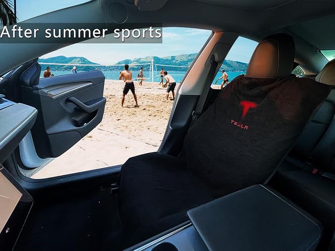 Upgraded Compatible with Tesla Seat Covers for Model 3/Y/X/S - Sweat-Resistant Towel Seat Cover for Kids, Pets and Dog Tesla Seat Protect Accessories - Image 4