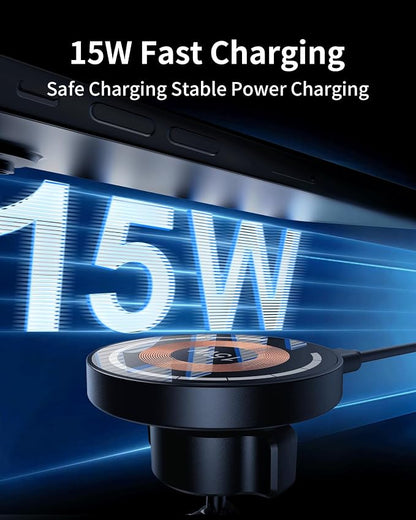 ZBF Magnetic Wireless Car Mount Charger, 15W Fast Charging for MagSafe Car Mount,Magnetic Car Phone Holder Mount, Car Cell Phone Holder Fit iPhone 17 16 15 14 13 12 All Smartphones - Image 3