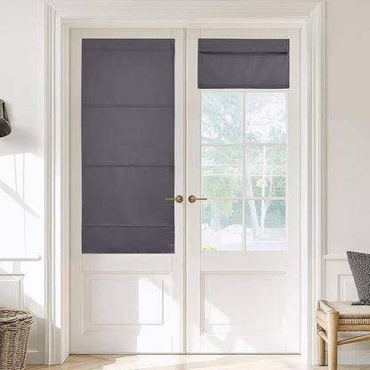 NICETOWN Grey Blackout Door Blinds for Windows Blinds Temporary Shades | Temporary Shades No Drill Room Darkening Shade for Bedroom Bathroom Kitchen Office (30 x 64 inch Long, 1 Panel) by NICETOWN