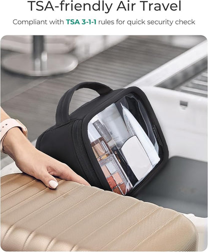 BAGSMART Clear Makeup Bag - TSA Approved Toiletry Bag with Handle Large Opening, Water-Resistant Durable PVC Clear Toiletry Bags for Traveling Travel Essentials (Pink) - Image 2