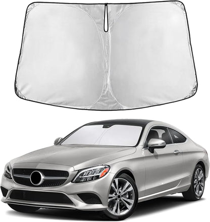 Autovir Windshield Sun Shade Fit for 2008-2020 2021 Mercedes Benz Class C | Sunshade, Front Car Window Shades Sun Visor, Blocks UV Rays & Heat, Car Accessories by Autovir