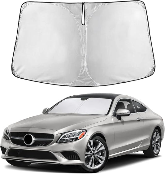 Autovir Windshield Sun Shade Fit for 2008-2020 2021 Mercedes Benz Class C | Sunshade, Front Car Window Shades Sun Visor, Blocks UV Rays & Heat, Car Accessories by Autovir