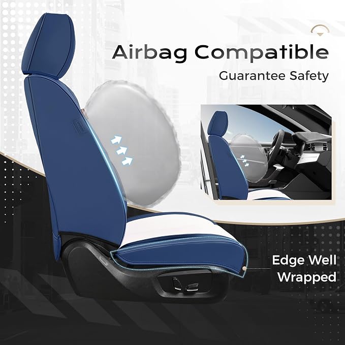 Coverado Car Seat Covers, Seat Covers for Cars, Waterproof Leather Auto Seat Protectors, Leather Car Seat Cushion, Car Interiors Accessories Universal Fit for Most Cars - Image 4