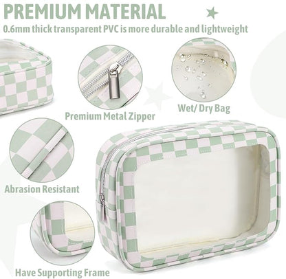 YOPCDJ 3PCS Clear Toiletry Bag,TSA Approved Travel Makeup Pouch with Zipper for Cosmetics and Toiletries，Diaper Bag Organizer Pouch Set,Women's Purse Organizer and Clear Car Bag - Image 4