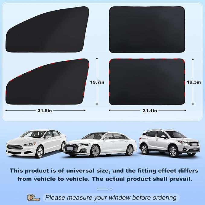 ZATOOTO Magnetic Car Window Shade 2 Pack Car Shades for Rear Windows | Car Privacy Curtain UV Block Window Shade, Universal Size for Vehicle Rear Window Shade for Baby, For Sleeping - Image 9