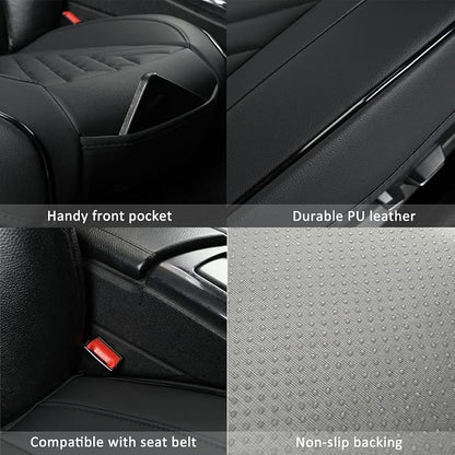 GIANT PANDA 2pcs Front Car Seat Covers Bottom Seat Covers, PU Leather Driver Car Seat Protectors Fits 95% of Vehicles, Wrapping Around The Bottom (Black) - Image 4