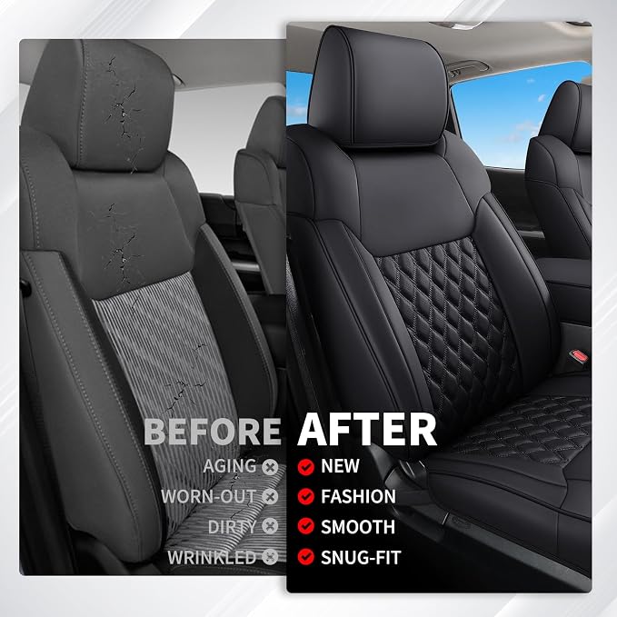Huidasource Tacoma Front Seat Covers, Full Coverage Automotive Black Truck Seat Cover Custom Fit for 2005-2015 Double & Crew Cab 2nd Gen Toyota Tacoma Base Prerunner SR5 Limited(Front Pair/Black) - Image 5