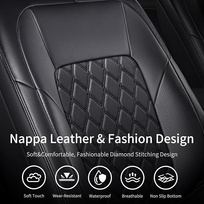 Huidasource Car Seat Covers Fit for Toyota RAV4, Full Coverage Waterproof Leather Seat Cushion Covers Full Set Fit for 2013-2018 Toyota Rav4 XLE LE XLE Premium Limited (Not for Hybrid, Black) - Image 7