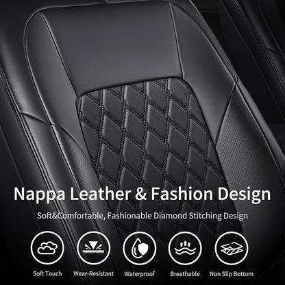 Huidasource Car Seat Covers Fit for Toyota RAV4, Full Coverage Waterproof Leather Seat Cushion Covers Full Set Fit for 2013-2018 Toyota Rav4 XLE LE XLE Premium Limited (Not for Hybrid, Black) - Image 7