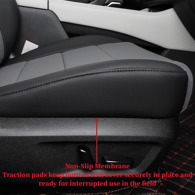 coverdream Car Seat Covers for 2024-2026 Hyundai Santa Fe,6 Seats Full Set | For 2024-2026 Calligraphy & 2026 Hybrid Calligraphy/Limited, 2nd-Row Captain Seats, Faux Leather (Black/Gray) - Image 4