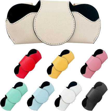 Ohleats Sunglasses Holder for Car Visor, Magnetic Leather Automotive Glasses Case, Vehicle Sun Visor Eyeglasses Holder Protective Storage Box, Universal Interior Car Accessories (Beige) by Ohleats