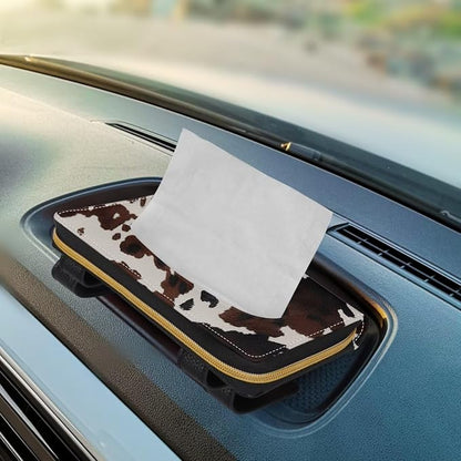 Biyejit 2 Pack Tissue Holder, Cow Hide Print Visor Napkins Box, Dispenser for Car Decoration, Suitable for Most Cars - Image 5