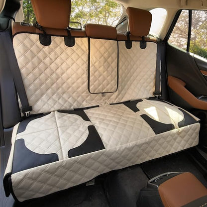 Dog Car Seat Cover for Back Seat, Heavy Duty Nonslip Car Seat Protector for Child Car Seat, Waterproof Bench Seat Cover for Dogs and Kids, Compatible with Armrest, Fits Sedan (Beige) by Unknown
