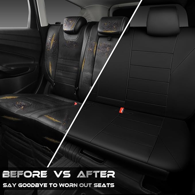 CAR PASS Neoprene Back Seat Cover, Universal Waterproof Bench Rear Seat Cover Universal Wetsuit Car Seat Cover Fit 95% Automotive Interior Covers for Cars Sedans SUVs (Rear,All Black) - Image 6