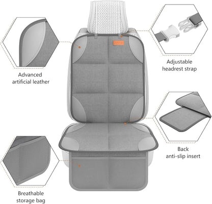SMART ELF 2 Pack Car Seat Protector-600D Fabric Waterproof (Light Grey) | Baby/Pets for Child Car Seat with Thicily Padded and Non-Slip Backing Mesh Pockets, Universal Size - Sedan SUV Truck - Image 6
