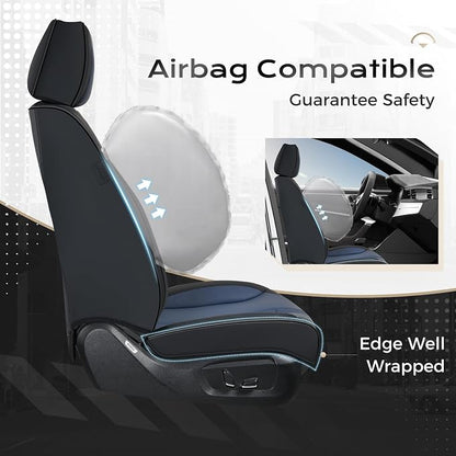 Coverado Car Seat Covers with Lumbar Support, Front Covers for Cars, Universal Automotive Seat Cover, Waterproof, Leather Car Seat Cushion, Interior Seat Protectors for Most Cars - Image 3