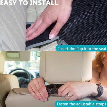 PIDO Car Seat Protector, 2 Pack Seat Cover Mat with Thick Padding | Waterproof Fabric, Non-slip Base, Storage Pockets, Car Seat Mat for Kids and Pets, Black/Gray - Image 7