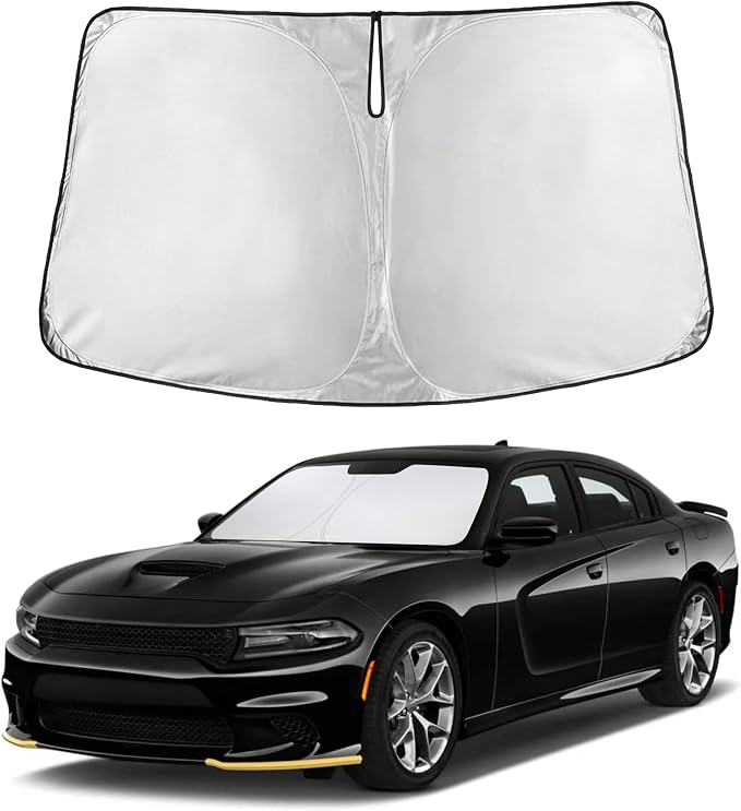 Autovir Windshield Sun Shade Fit for 2011-2021 2022 2023 Dodge Charger | Sunshade, Front Car Window Shades Sun Visor, Blocks UV Rays & Heat, Car Accessories by Autovir