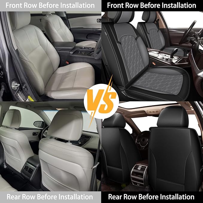 Front Seat Covers for Subaru Outback 2007-2026 2027 Faux Leather | Waterproof Breathable Scratch Resistant 360° Wrap Airbag Compatible Easy Clean (2 Seats,Black & Grey) - Image 7