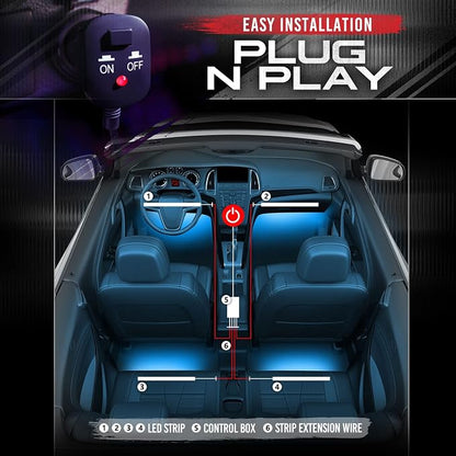 OPT7 Aura Double Glow RGB Interior Show Car Lights with Remote Control | Ultra Bright Ambient Glow, Multicolor Double LED Strips, Sports Car Decoration, 12V JDM Accessories, Sound Sync Lighting - Image 7