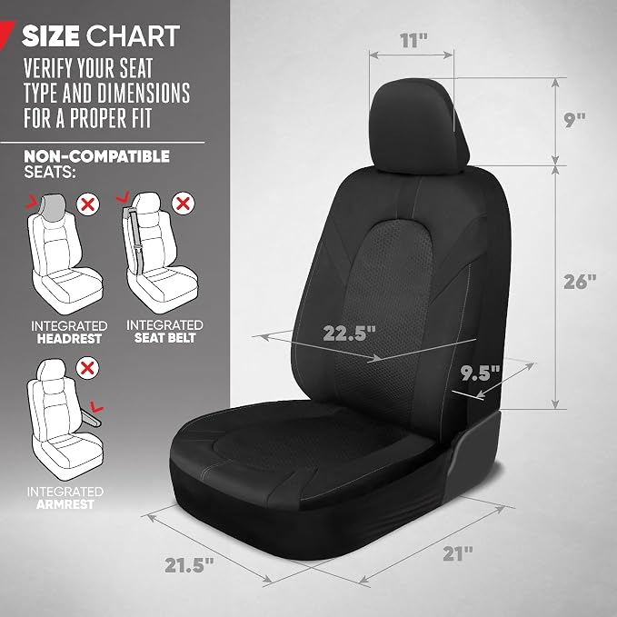 Motor Trend Front & Rear Car Seat Covers Full Set - Gray Cloth Bucket Seat Covers for Front Seats + Waterproof Rear Split Bench Cover – Universal Fit for Car Truck SUV Van Interior Protection - Image 5