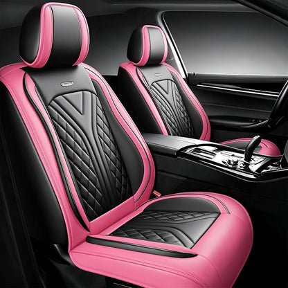 for GMC Sierra HD 2007-2025 Car Seat Covers, Full Set, Pink | Luxury Full Coverage Leather Seat Protectors, Waterproof Breathable, Non-Slip, Easy to Install, Airbag Compatible, All-Season by Unknown
